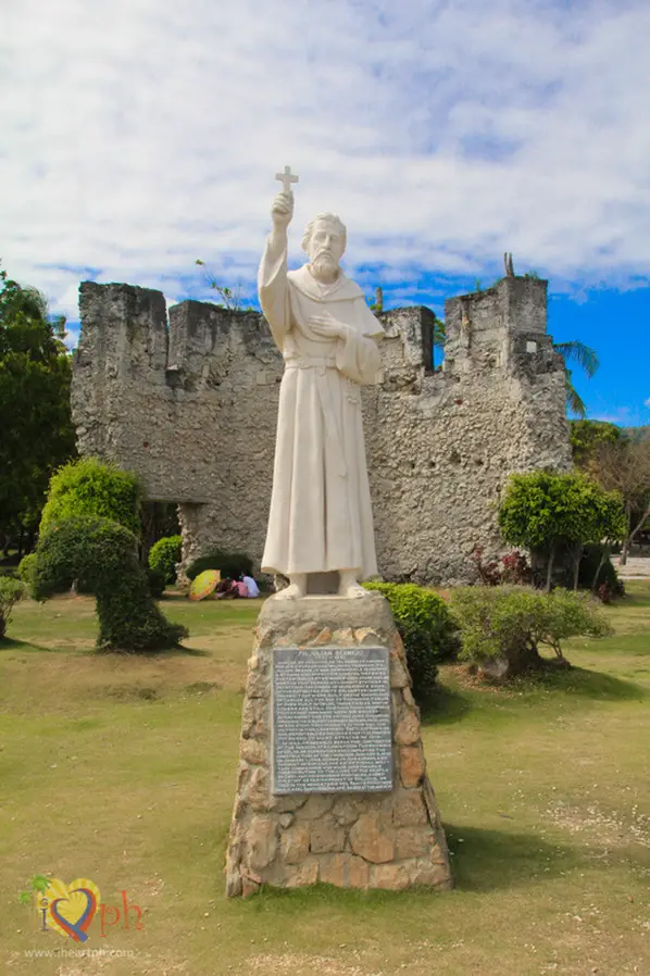 Statue of Father Julian Bermejo near Oslob Church and Cuartel Ruins in South Cebu Philippines