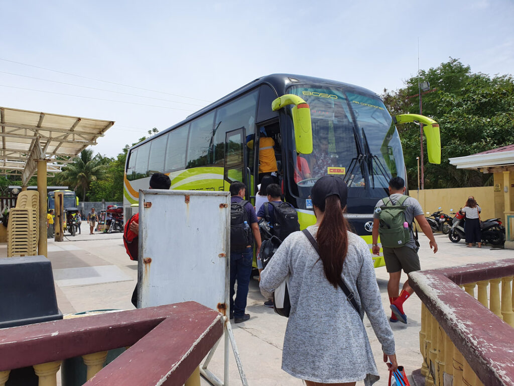 A Cebu City bound bus at the Liloan Port in Oslob, Cebu
