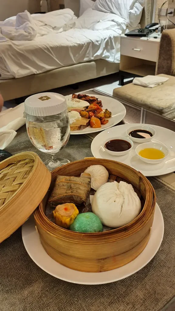 Dinner served by room service at Shangrila at the Fort Manila