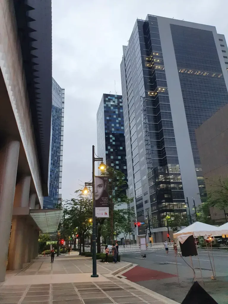 The buildings right when you exit from Shangri-La 