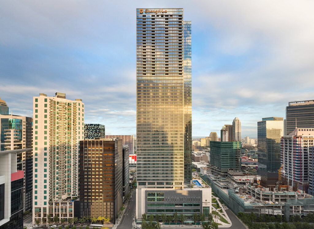 shangrila bonifacio global city exterior aerial drone shot