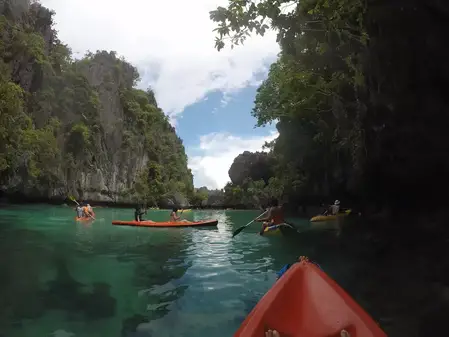 Kayaking around small lagoon in El Nido