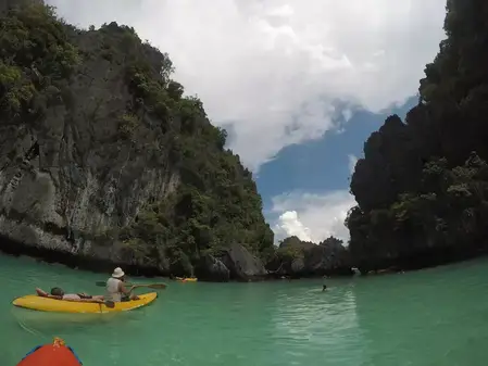 Kayaking around small lagoon in El Nido