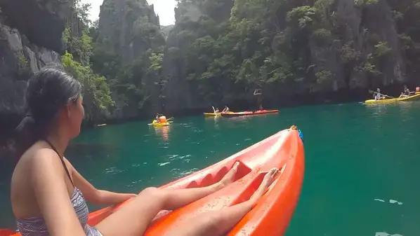 Kayaking around small lagoon in El Nido