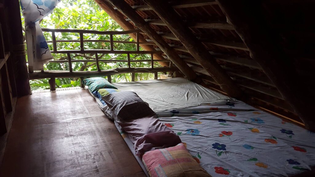 Sleeping area in one of the villas in Aguho Playa